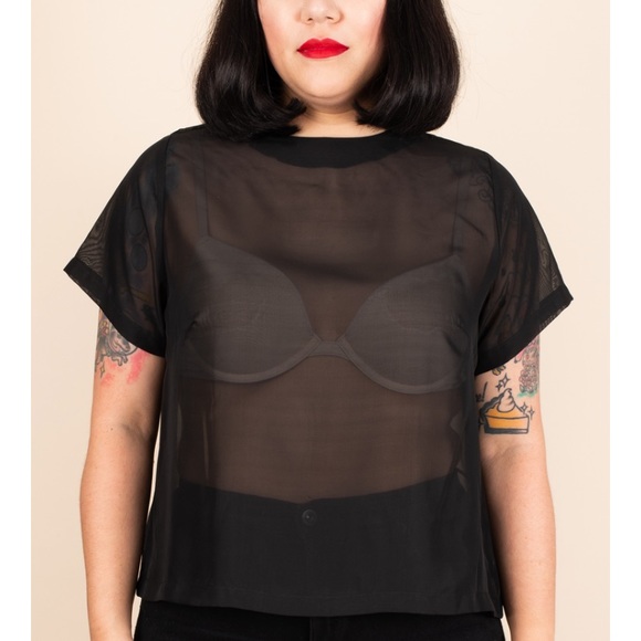 Tuesday Bassen Tops - Sheer Black T-shirt